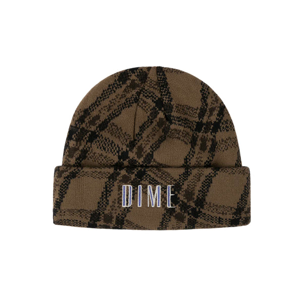 Dime Wavy Plaid Cuff Beanie - Wood