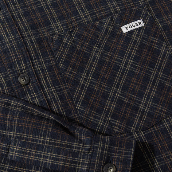Polar Mitchell L/S Flannel Shirt - Navy/Brown - XL