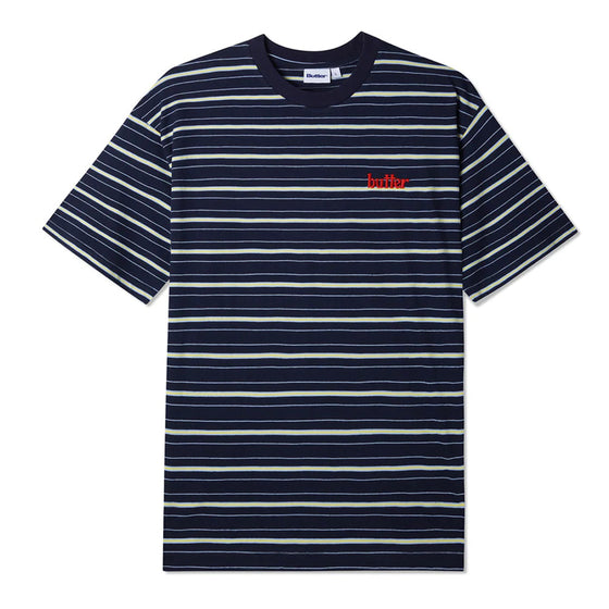 Butter Goods - Park Stripe Tee - Black/Sky/Banana - Medium