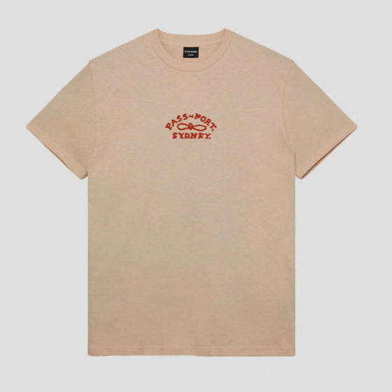 Pass~Port Moniker Organic Embroidery Tee - Sand - Large