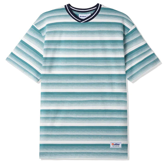 Butter Goods - Internationale Striped Tee - White/Teal - XL