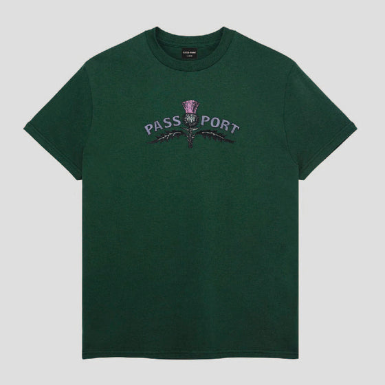 Pass~Port Thistle Embroidery Tee - Forest Green - Large