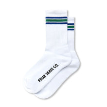  Fat Stripe Socks (White/Green/Blue)
