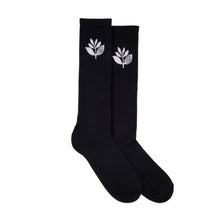  Magenta Plant Knee Socks - Black