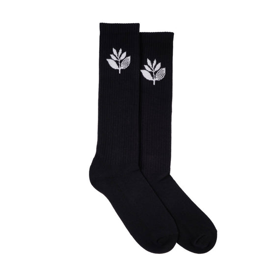 Magenta Plant Knee Socks - Black