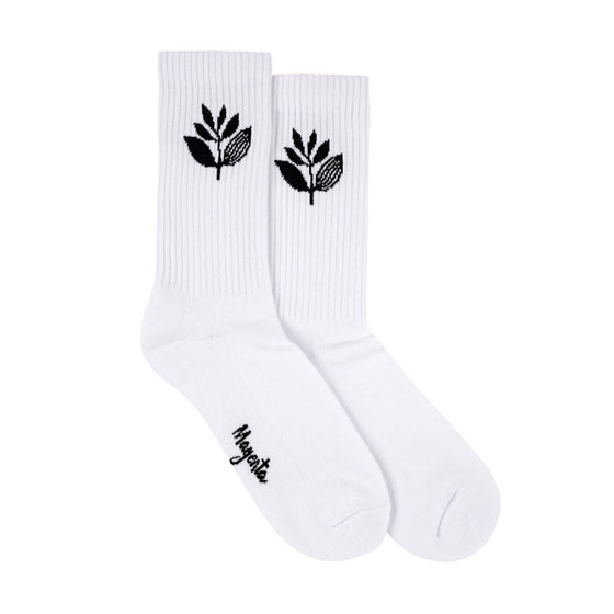 Magenta Plant Socks - White