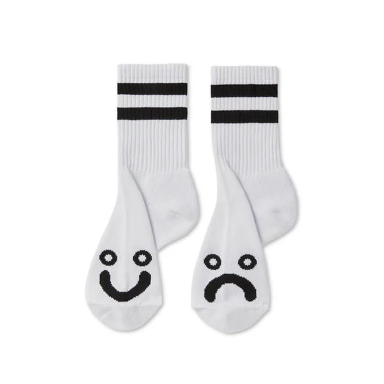 Polar Rib Socks | Happy Sad - White - short