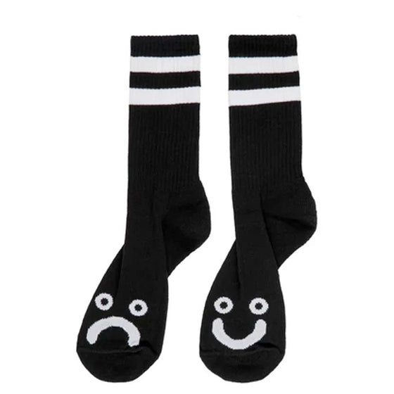Polar Rib Socks | Happy Sad - Black - long