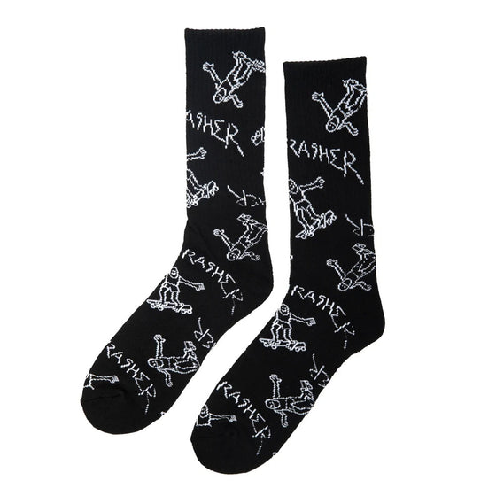 THRASHER GONZ  SOCKS - BLACK / WHITE