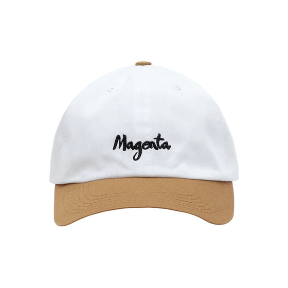 Magenta Brush Dad Hat - White